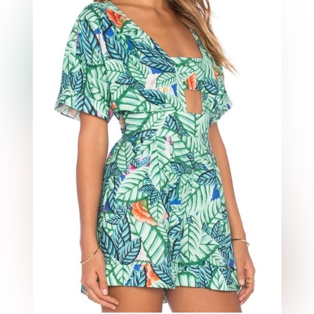 Mara Hoffman Bandeau Romper in Leaf Linen Size 0 - Picture 2 of 10
